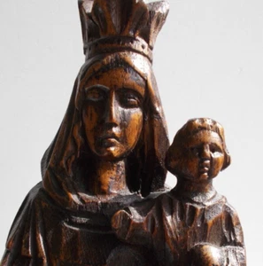 Antique Wooden Statue Holy Virgin Mary Child Jesus French 19th century 15.35" - Picture 1 of 12