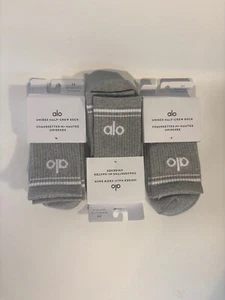 Inspirados en 3 pares de calcetines retro de media tripulación unisex de yoga alo grises - Imagen 1 de 5