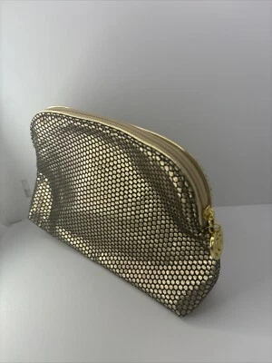 Gold Mesh Shiny Cover Girl Cosmetics Bag Zipper Vintage  - Image 1 of 4
