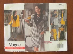 VOGUE PATTERN - 2884 LADIES JACKET DRESS TOP SHAPED NECK SKIRT PANTS 6-10 UNCUT - Picture 1 of 2
