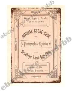 1889 baseball Brooklyn Bridegrooms  program metal tin sign - Picture 1 of 4