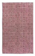 4.3x6.6 Ft Soft Pink Handmade Turkish Indoor Outdoor Rug with Floral Design