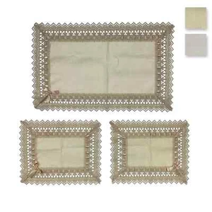 Completo centrini e runner in Lino set 3 pezzi Nausikaa decorativi ricamato 3880 - Imagen 1 de 6