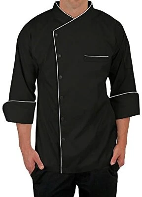 Master Chef Coat Raglan Sleeve Contrast Piping Cook Shirt Server Apron - Image 1 of 4