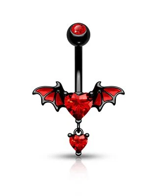 CM Crareesi Manía Murciélago Ombligo Anillo Corazón Circonita cúbica Anillos Vientre 316L Quirúrgicos St... Foto 1 de 4