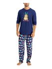 FAMILY PJs Sets Navy Graphic Long Sleeve Crew Neck Straight leg Holiday  Size S