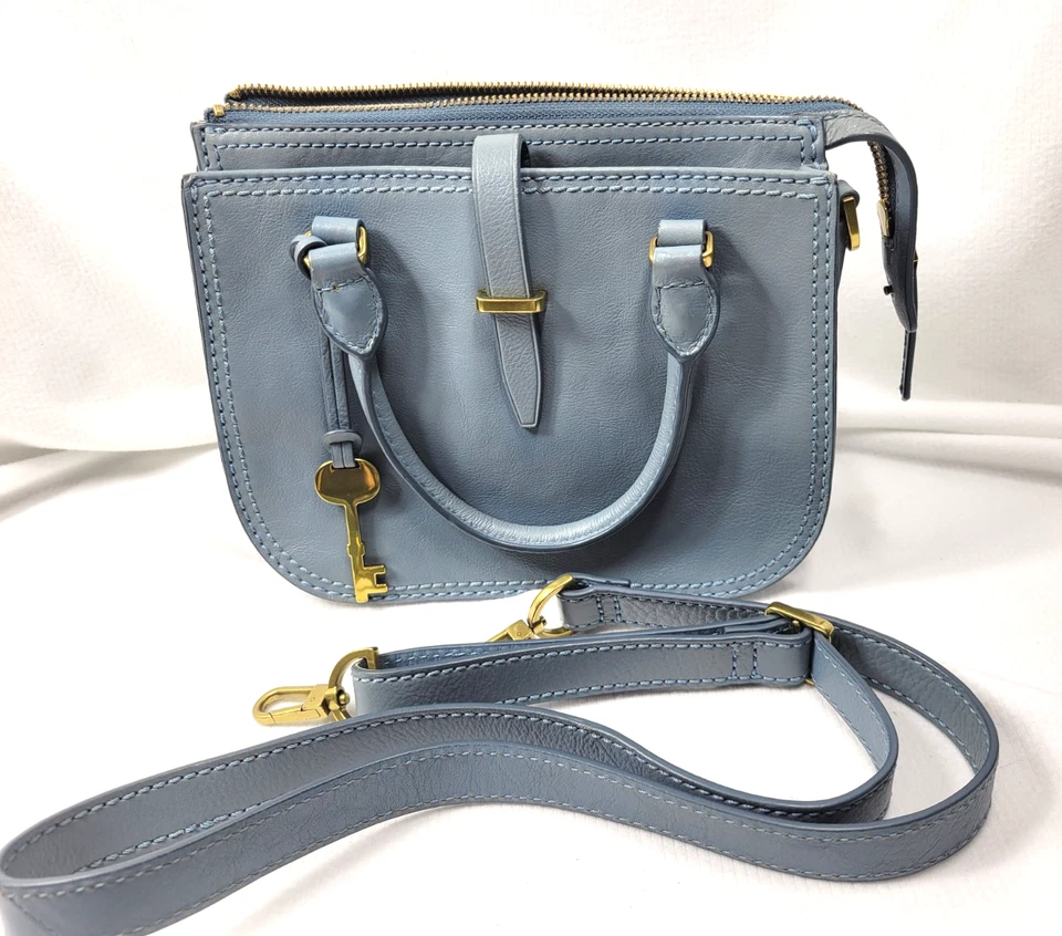 Mini Bolso Cartera Fossil Ryder Piel de Vaca Guijarro (Índigo Desteñido) Foto 1 de 4