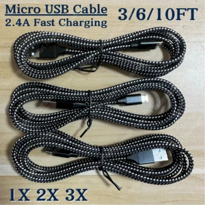 Heavy Duty Micro USB Cable 3/6/10 FT Fast Charge Charging Data Cord For Samsung - Picture 1 of 13