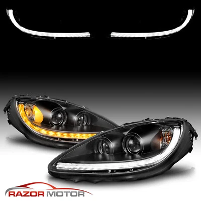 2005 - 2013 For Chevy Corvette LED DRL Sequential Switchback Black Headlights - Image 1 of 4