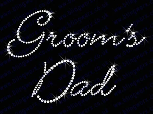 Diamonte Hotfix Wedding Transfers Rhinestones iron on Motif " Groom's Dad " - S1 - Picture 1 of 1