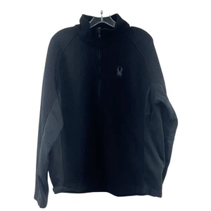 Spyder Men's Black Zip Henley Hiking Sweater Polyester Size L Preowned - Picture 1 of 5