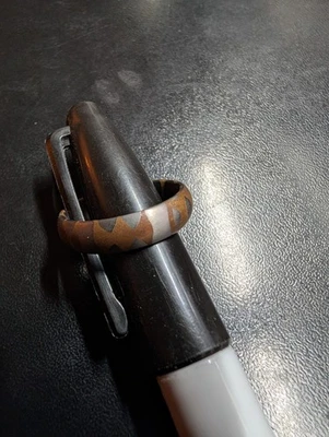 Superconductor Ring Metal Pendant Titanium horse meteorite pattern Wood Ring SZ9 - Image 1 of 4