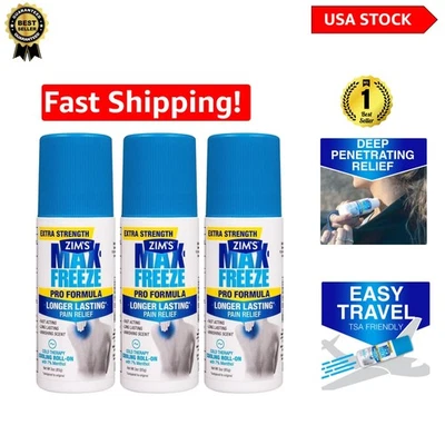 Zim's Max-Freeze Pro Formula Cool Rush Roll-On, paquete de 3 para alivio de larga duración Foto 1 de 4
