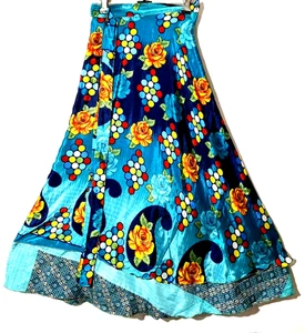 Incredible-art Vintage Silk Sari Magic Wrap Skirt Reversible Double Layer skirt, - Picture 1 of 6