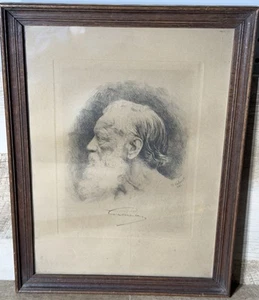 Antique 1883 Drawing Dry Point Etching By Verhart Hendrik Conscience Framed Sign - Picture 1 of 16