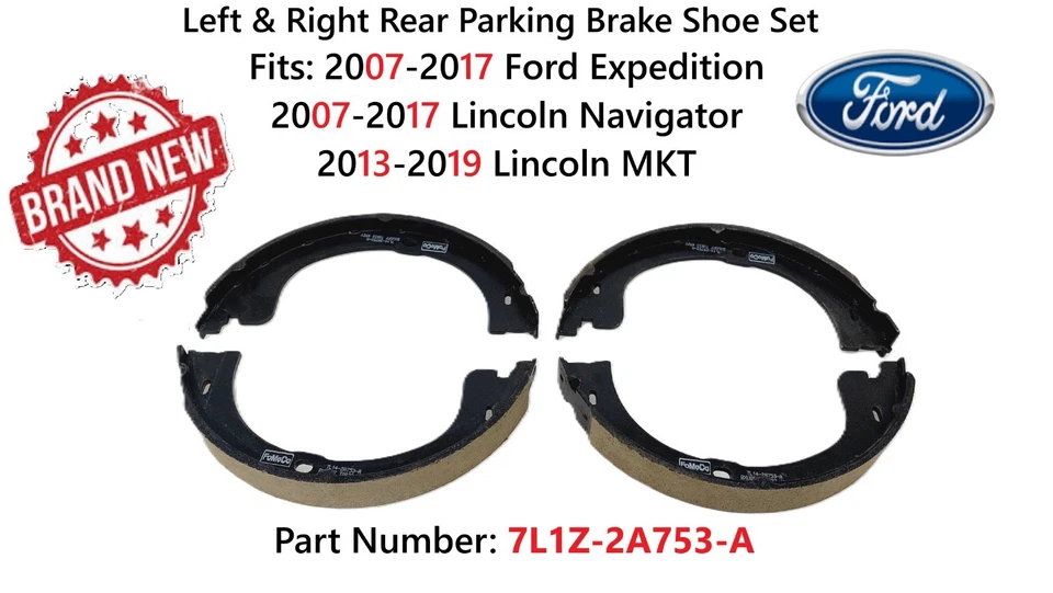2007-2017 Ford Expedition Left & Right Rear Parking Brake Shoe Set 7L1Z2A753A - Image 1 of 4