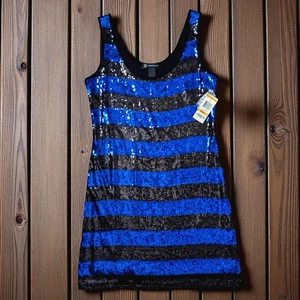 NEW INC Striped Sequin Striped Tank Dress NWT $99.50 Small - Picture 1 of 2