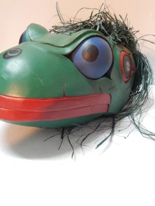 VINTAGE NW COAST ARTIKULIERTE HANDGESCHNITZTE MASKE - ABALONE DETAILS - SAUBER + SCHÖN - Bild 1 von 13