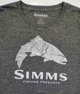NEU Simms Fishing "Log" Logo T-Shirt Herren Gr. 3XL dunkel meliert grau - Bild 1 von 5