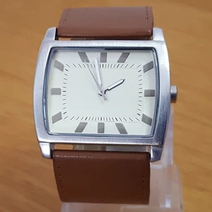 Mens F&F Fashion Brown Retro Style Wide Cuff Square Analogue Quartz Watch - Picture 1 of 10