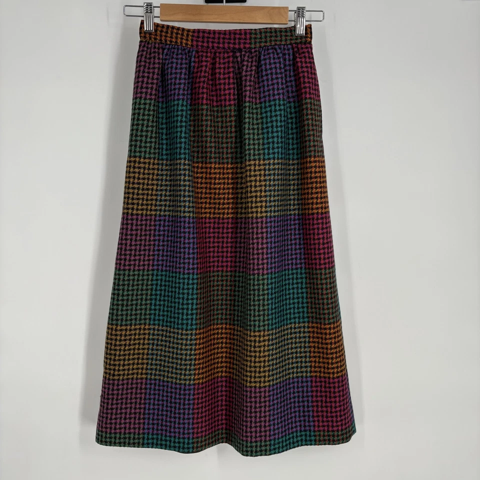 Falda De Colección Richard Evans Para Mujer 4 Lana Cuadros Pata de Gallo Hecha en EE. UU. 90s Foto 1 de 4