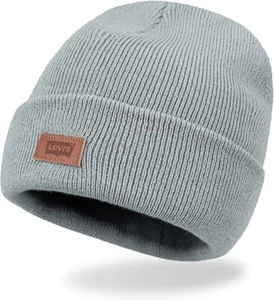 Levi's Men's All Season Comfy Leather Logo Patch Hero Beanie Hat In Seafoam - Picture 1 of 10