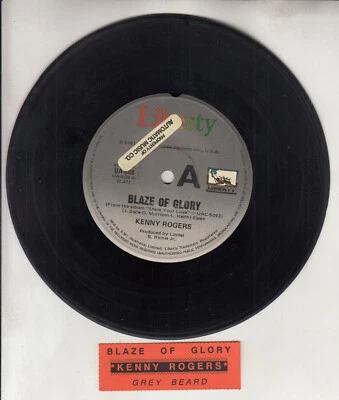 KENNY ROGERS  Blaze of glory 1981 7" 45 rpm vinyl record RARE! + juke box strip - Image 1 of 2