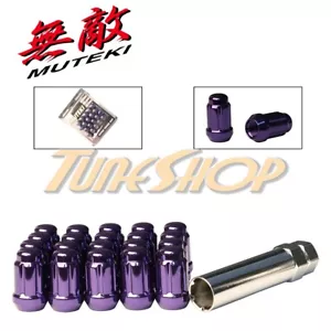 MUTEKI CLOSE END SPLINE TUNER LOCK LUG NUT 12X1.25 1.25 ACORN WHEEL RIM PURPLE S - Picture 1 of 2