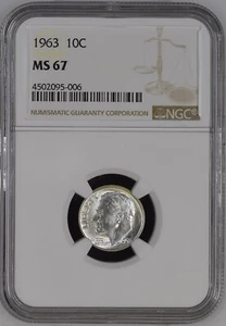 Moneda de diez centavos Roosevelt 1963 10C NGC MS67 4502095-006 - Imagen 1 de 2