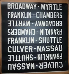 1950er Vintage New York City U-Bahn BMT Destination Rollsign Broadway Myrtle - Bild 1 von 4