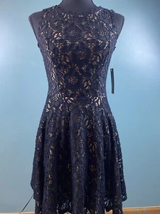 City Studio Junior Gr. 1 Schwarz Spitze Overlay Fit N Flare Gefüttert Neu - Bild 1 von 10