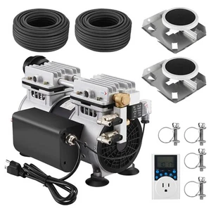 Lake Pond Aerator 3/4 HP Pond Pump with 200' Heavy Duty Airline Diffuser Timer - Picture 1 of 11