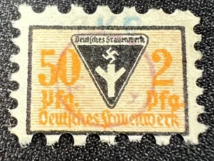 1940 German Frauenwerk 50+2 Pfg Orange Nazi Women’s Org Swastika Triangle Stamp - Picture 1 of 2