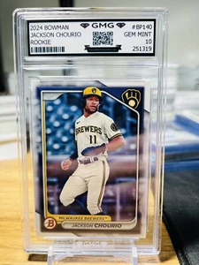 2024 Bowman Jackson Chourio Rookie GMG Graded 10 Gem Mint 💎 RC - Picture 1 of 1