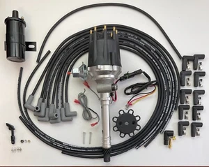 small cap CORVETTE TACH DRIVE HEI DISTRIBUTOR + 45K COIL + 8.5mm BLACK WIRES USA - Picture 1 of 12