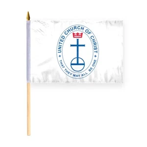 Banderas de palo de Iglesia de Cristo Unida de 12"x18" pequeñas banderas religiosas de mano - Imagen 1 de 1