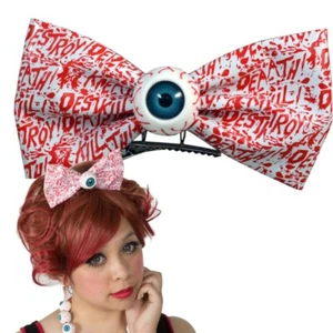 Alfiler de pelo grande globo ocular clip barrette arco gótico horror rockabilly rojo regalo - Imagen 1 de 2