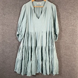 St. Frock Dress Womens 14 Blue Shift Tiered Coastal Flowy Boho Gypsy Cocktail - Picture 1 of 13