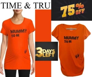 Camicia premaman Time and Tru donna taglia S 4-6 manica corta mamma per essere arancione - Foto 1 di 18