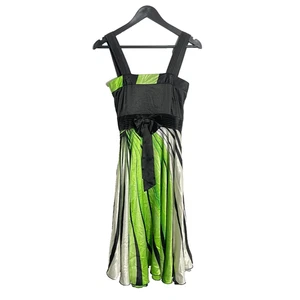 Moschino Vintage Y2K Kleid 36 / XS Seide & Baumwolle Babydoll Empire Schleife schwarz weiß - Bild 1 von 9