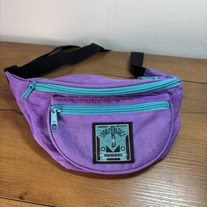 VTG 90s 80s Sport Basics Outdoor Fanny Pack Shoulder Waist Bag Pack Purple Teal - Picture 1 of 5