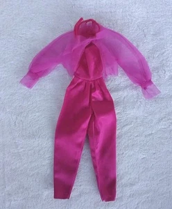 Vtg 1987 Perfume Pretty Barbie Fashion Magenta Jumpsuit & Sheer Crop Jacket#4622 - Picture 1 of 12
