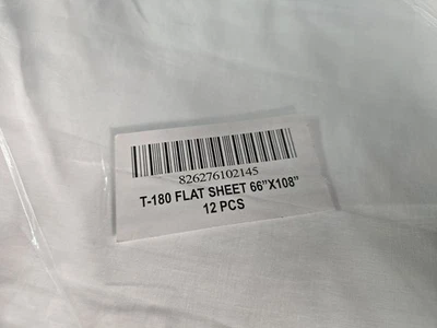 2 DOZEN 66" x 108", White Twin XL Flat  Sheets 180 Thread Count Hotels BULK LOT - Image 1 of 3