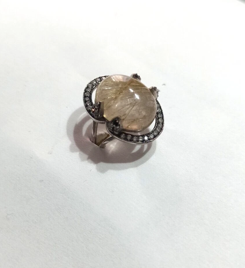 Anello in argento 925 e quarzo rutilato - Immagine 1 di 4