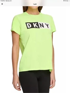 DKNY Sport Top T Shirt Colorblock Logo Yellow Sz S NEW NWT 558 - Picture 1 of 5