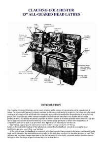 INSTRUCTION MANUAL FITS CLAUSING-COLCHESTER 13” ALL-GEARED HEAD LATHES - Picture 1 of 12