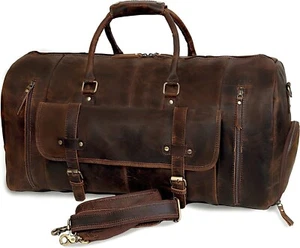 28 Zoll Herren Große Leder Reisetasche Seesack Sport Braun Gepäck Flug Kabinentasche - Bild 1 von 8