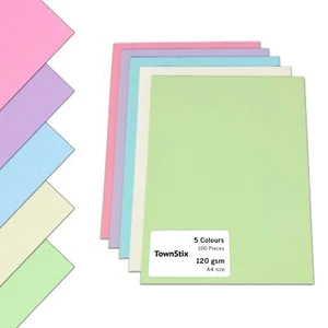 100 Blatt - A4 120 g/m² Tonpapier Bunt Farbige Papier 5 Farben - Bild 1 von 8