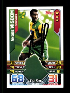 Andre Wisdom Norwich City Match Attack Collectible Card Original + A 230487