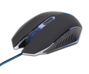GAMING MOUSE 6 BUTTON BLUE WIRED OPTICAL ADJUSTABLE GEMBIRD MOUSE 2400 DPI - Picture 1 of 3
